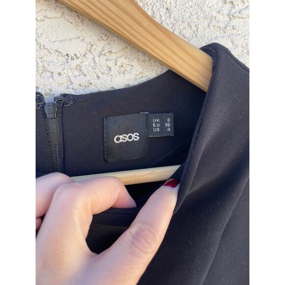 Asos Womens Black Shorts Sleeve Cuffed Dress with Pockets - 4 - Picture 3 of 7